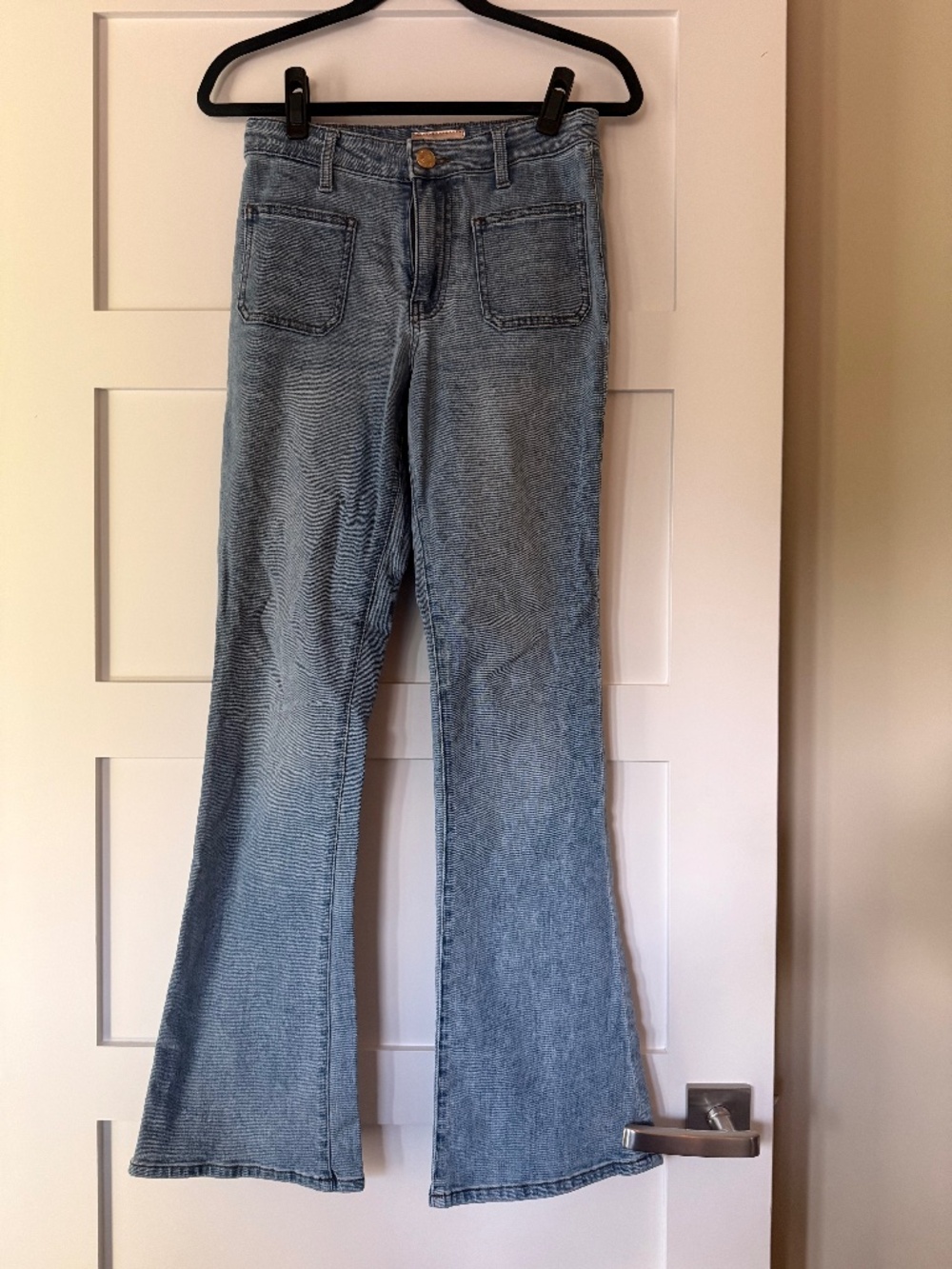 Kut from the Kloth Ana High Rise Flare Distressed Blue Jeans